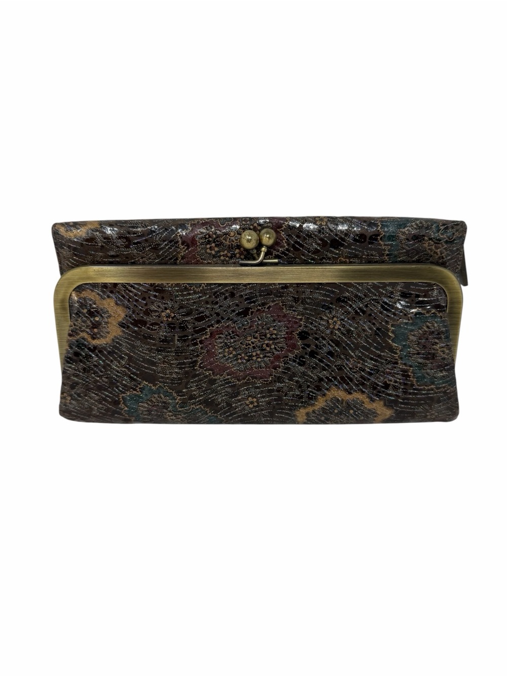 Hobo international tri fold snake embossed leather clutch